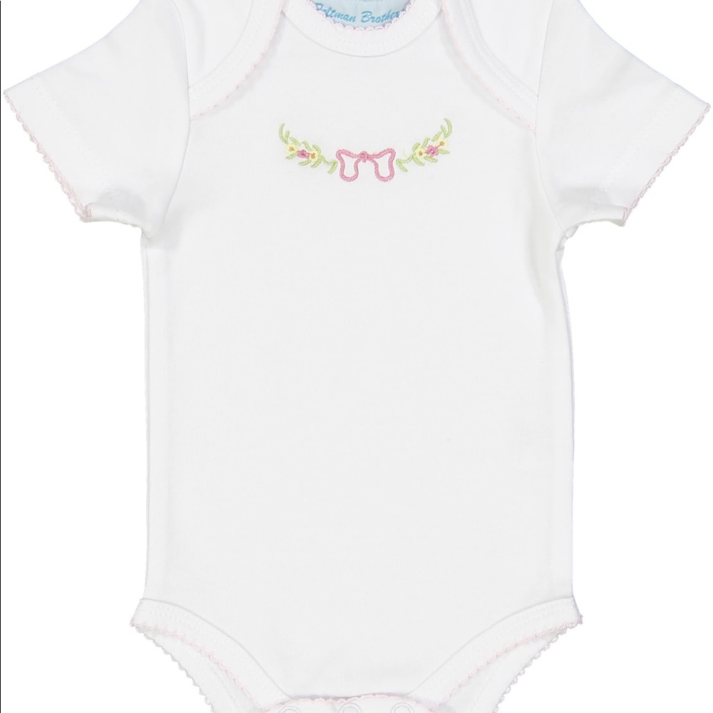 Feltman Brothers White Floral Wreath Onesie Girl
